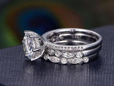 1.0 CT Round Cut Solitaire Moissanite Bridal Ring Set 2